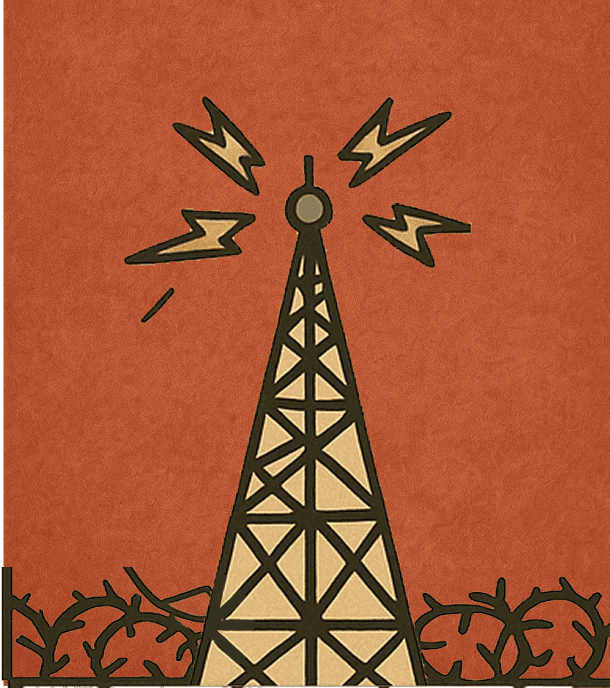 Illustration of an all-seeing eye tower