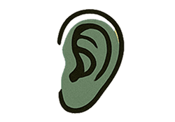 Ear icon symbolizing listening without watching